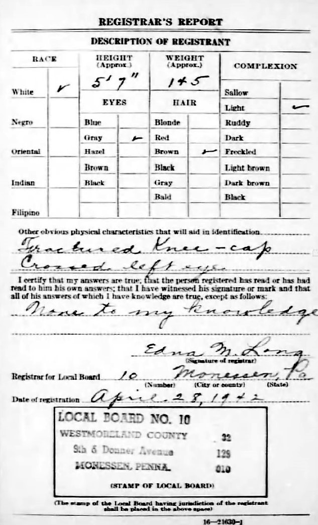 5-A G. Linneman Draft Card 2